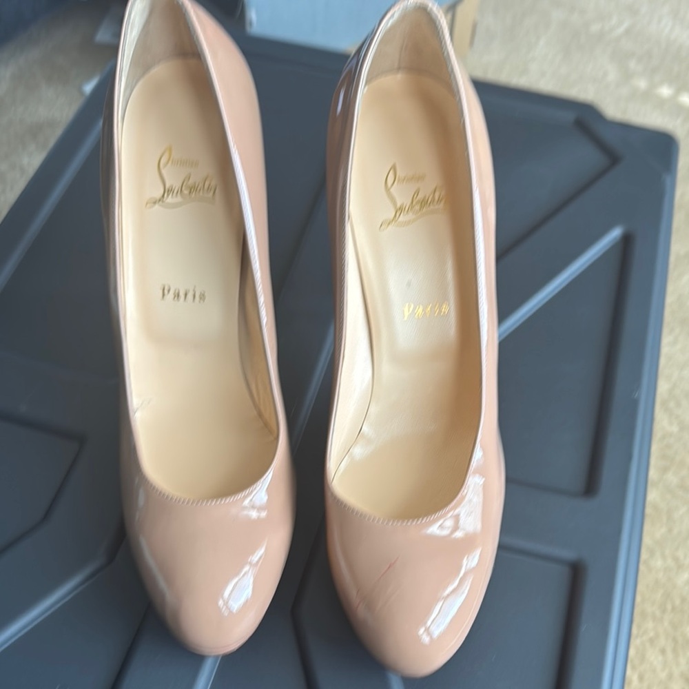 Christian Louboutin Nude Patent Leather Pumps